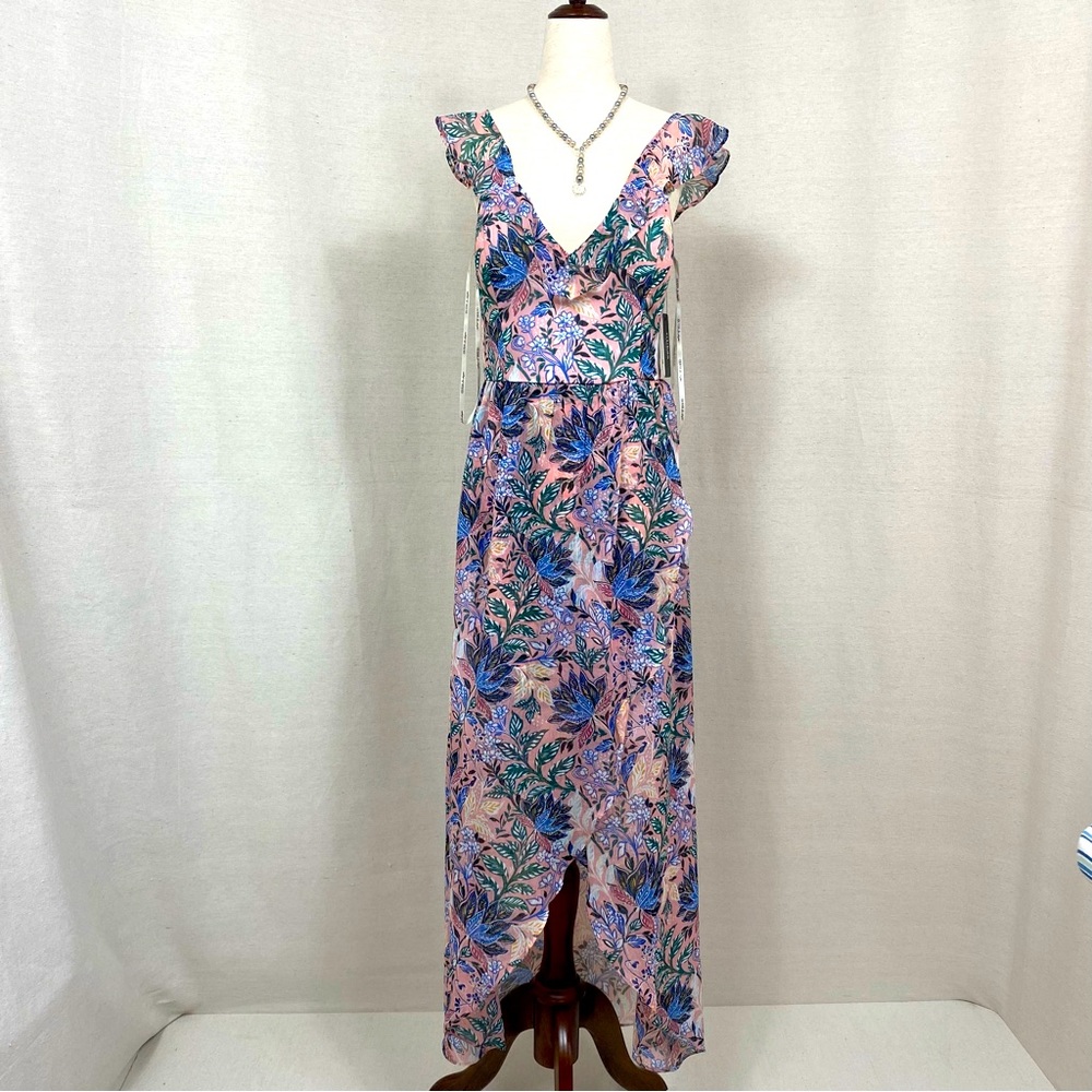 Guess High Low Maxi Dress With Fitted Bodies